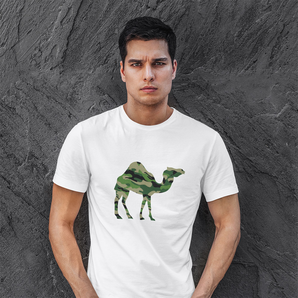 Camo Camel Short Sleeve T-shirt - Wet Tee Shirt
