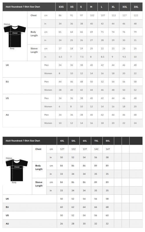 Size Guide - Wet Tee Shirt